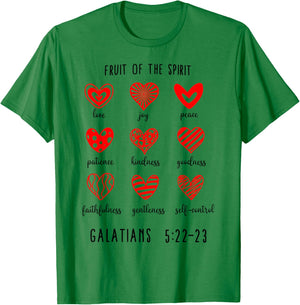 Fruit of The Spirit Christian Hearts Galatians 5:22-23 T-Shirt - T-Shirt | Irish Green