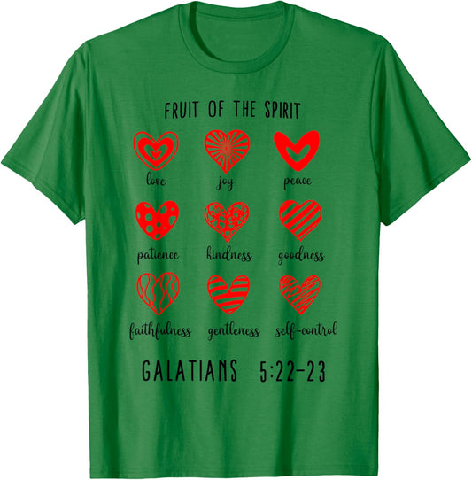 Fruit of The Spirit Christian Hearts Galatians 5:22-23 T-Shirt - T-Shirt | Irish Green