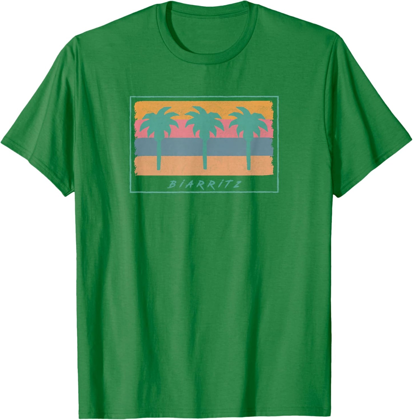 Biarritz France Surf Retro Graphic T-Shirt - T-Shirt | Irish Green