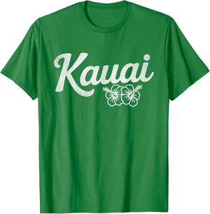 Retro Kauai Tropical Hibiscus Shirt – Minimal Island Style T-Shirt - T-Shirt | Irish Green