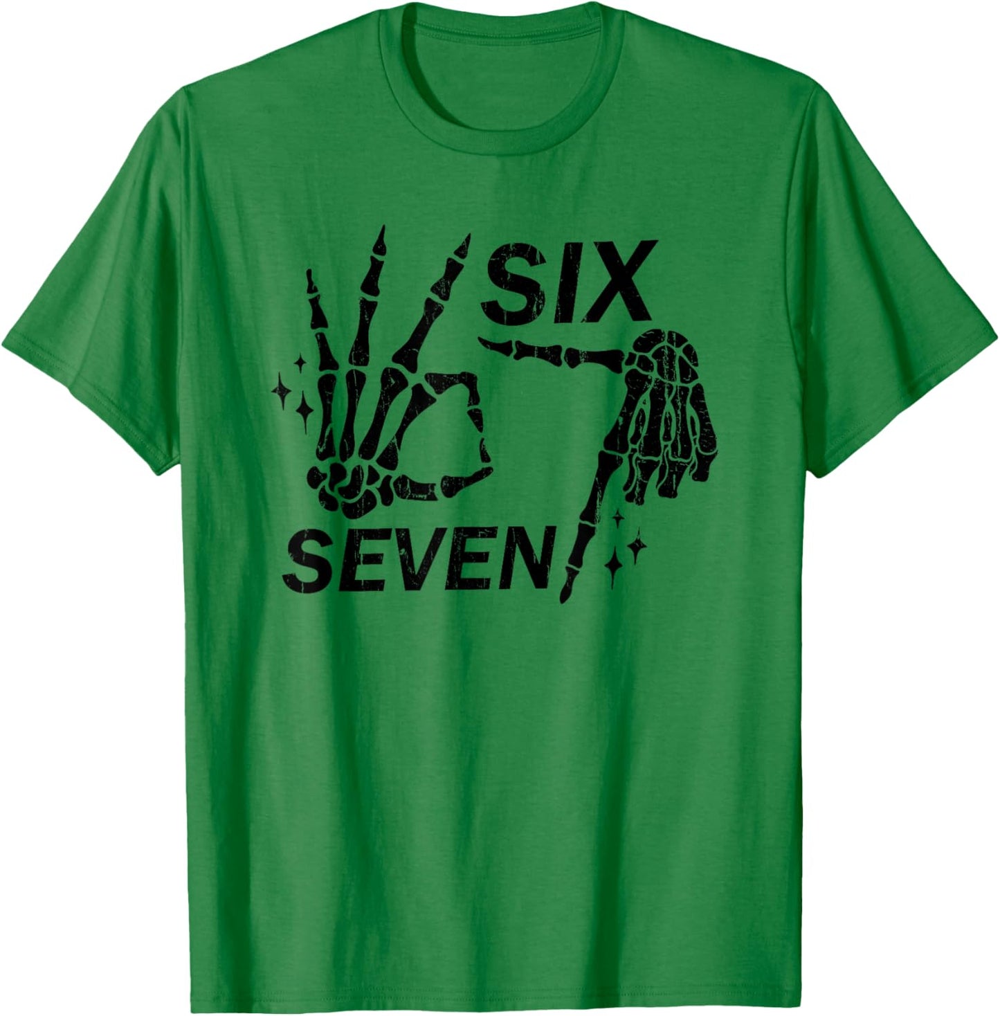 Six Seven 6 7, Skeleton Hands, Spooky Skull T-Shirt - T-Shirt | Irish Green