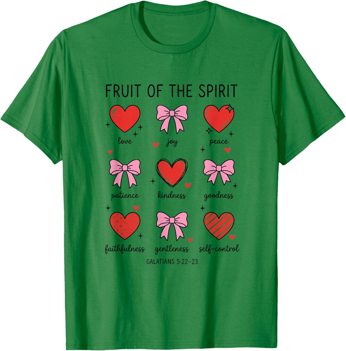 Fruit of The Spirit Christian Valentines Hearts Galatians T-Shirt - T-Shirt | Irish Green