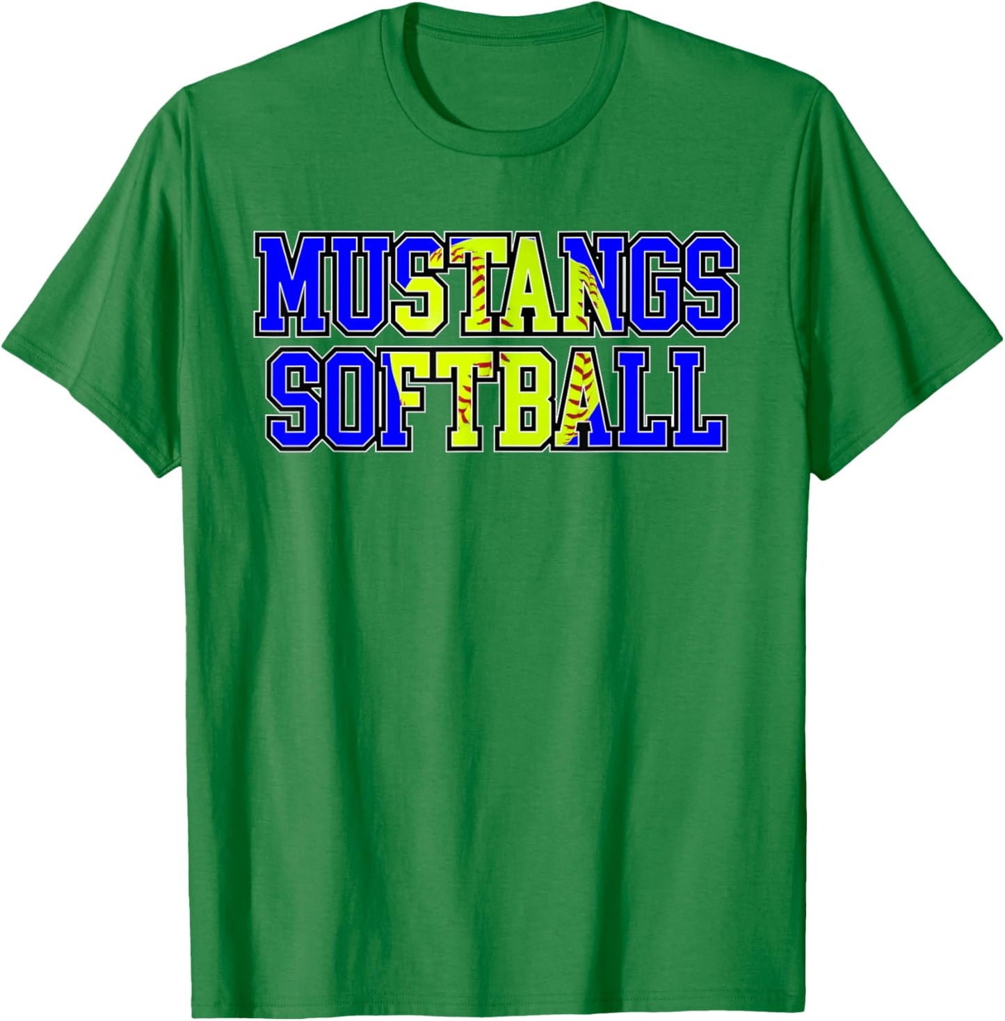 Mustangs Softball Mom Blue Mustang Pride Game Day Team T-Shirt - T-Shirt | Irish Green
