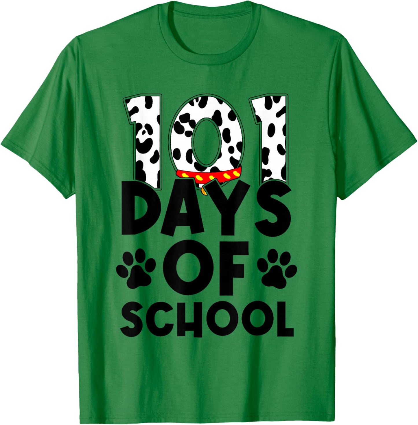 Cute Dog Happy 101 Days School Teacher Student 100 Days T-Shirt - T-Shirt | Irish Green