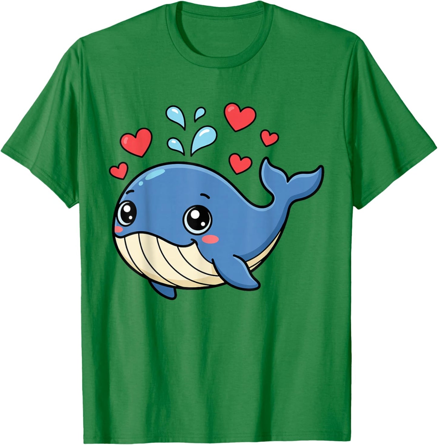 Cute Whale Valentines Whale Watching Hearts Cartoon Boy Girl T-Shirt - T-Shirt | Irish Green