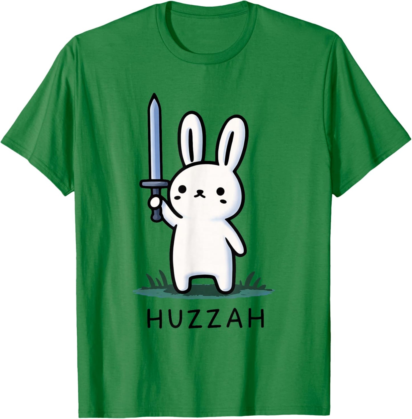 Huzzah Bunny Knight Funny Sword Meme Quote Animal Design T-Shirt - T-Shirt | Irish Green