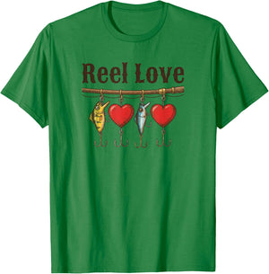 Reel Love Fishing Lures Hearts T-Shirt - T-Shirt | Irish Green