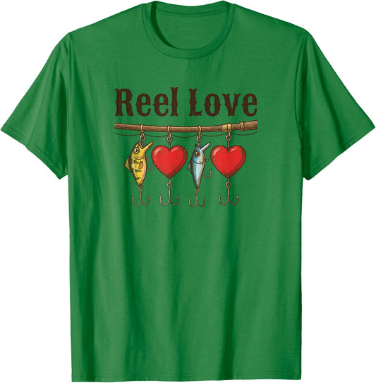 Reel Love Fishing Lures Hearts T-Shirt - T-Shirt | Irish Green