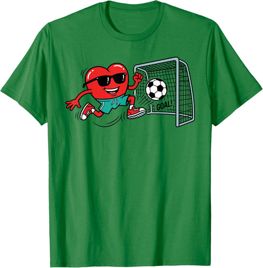 Heart Valentines Day Soccer Men Boys Kids Teens T-Shirt - T-Shirt | Irish Green