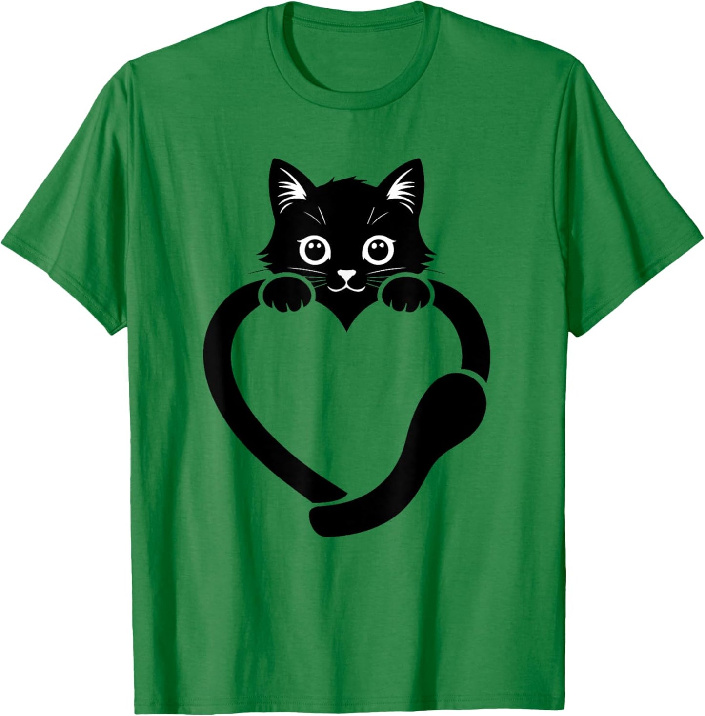 Cat Heart Graphic Love Cute Cat T-Shirt - T-Shirt | Irish Green