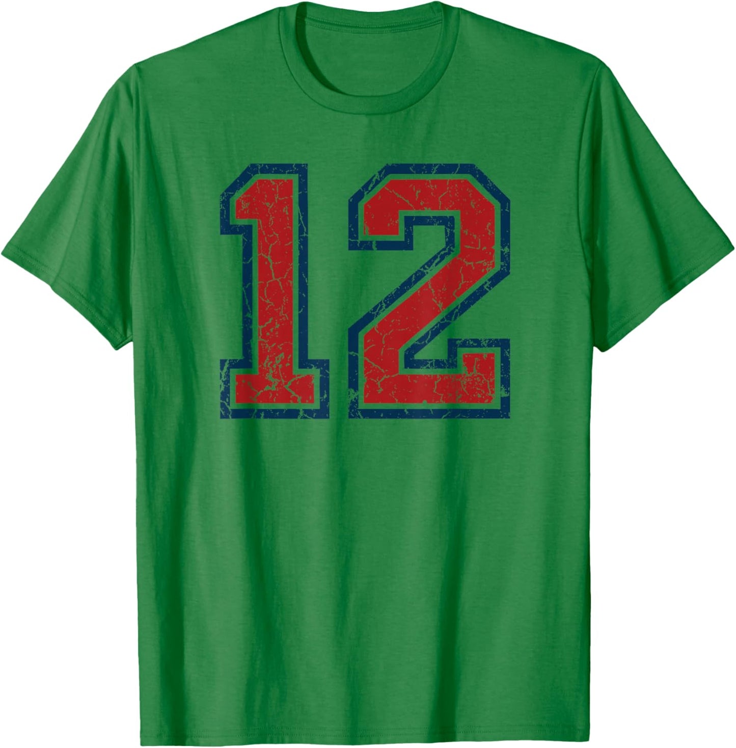 Red and Blue Sports Number 12 Jersey Uniform Player Fan T-Shirt - T-Shirt | Irish Green