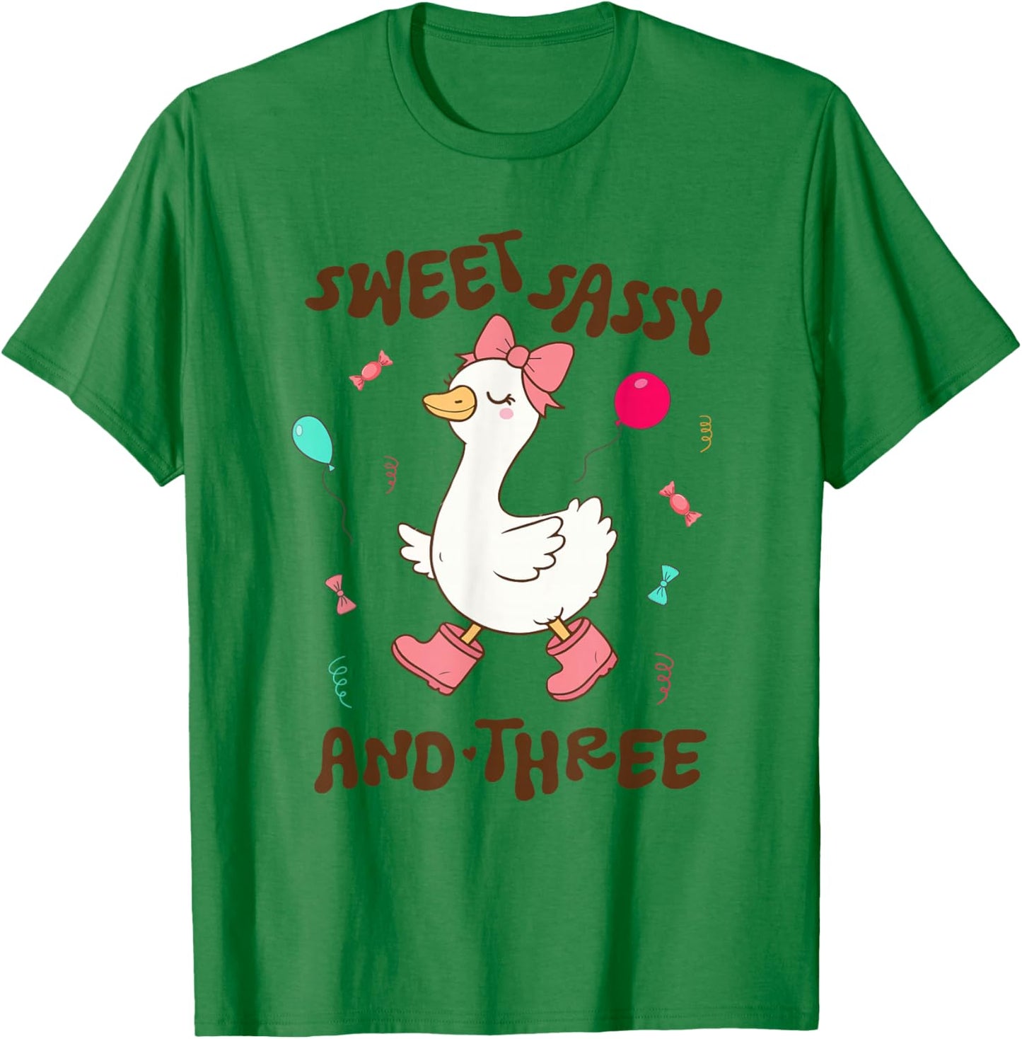 Sweet Sassy and Three Silly Goose 3rd Birthday Party Cute T-Shirt - T-Shirt | Irish Green