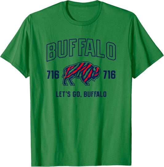 Buffalo Collegiate Red, White Blue Stripes T-Shirt - T-Shirt | Irish Green