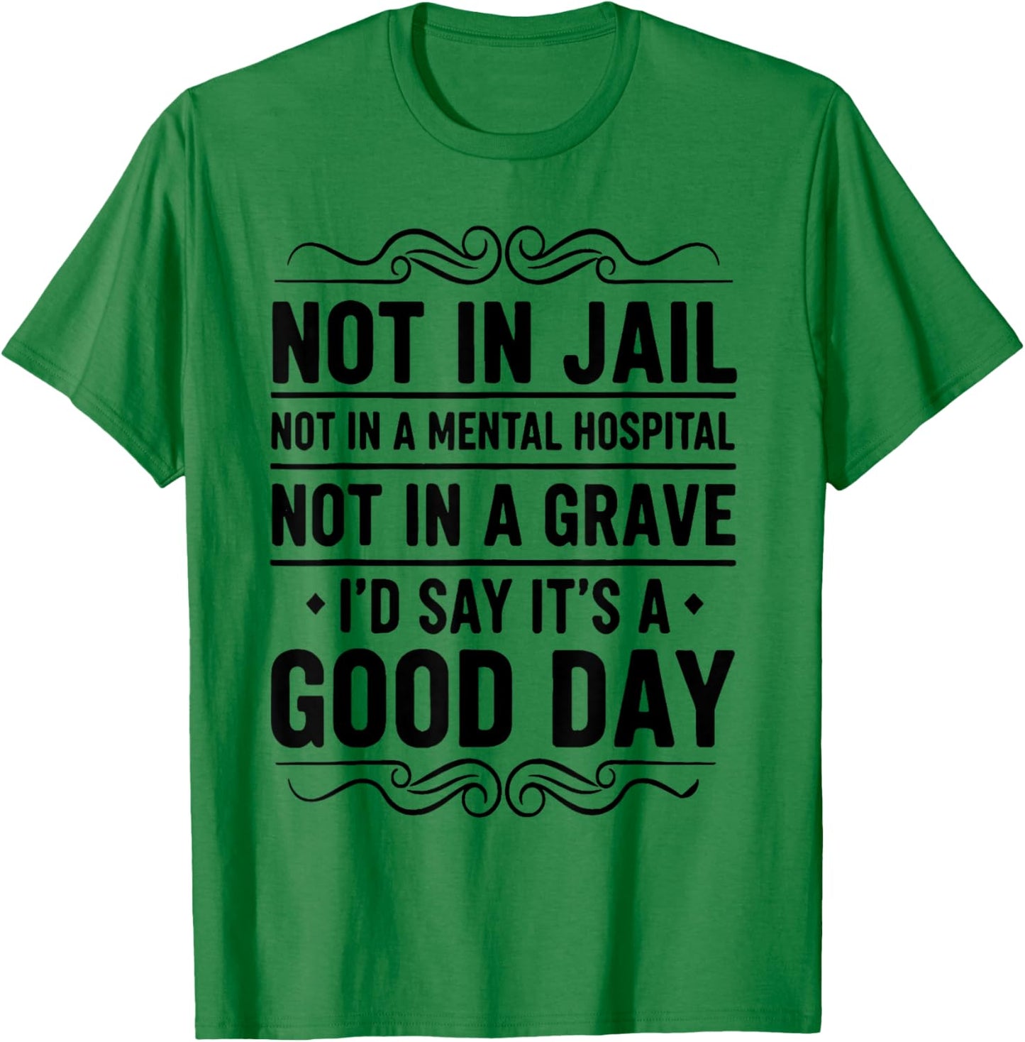 Not in Jail Not in A Mental Hospital Not in A Grave Funny T-Shirt - T-Shirt | Irish Green