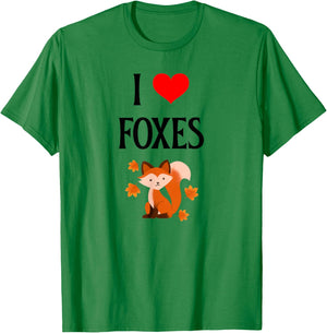I Love Foxes I Heart Foxes Canidae Canine Canids Fox Lover T-Shirt - T-Shirt | Irish Green
