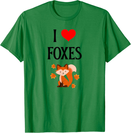 I Love Foxes I Heart Foxes Canidae Canine Canids Fox Lover T-Shirt - T-Shirt | Irish Green
