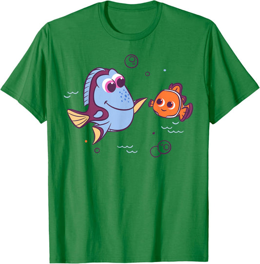 Disney Pixar Finding Nemo Dory and Nemo High Five Cartoon T-Shirt - T-Shirt | Irish Green