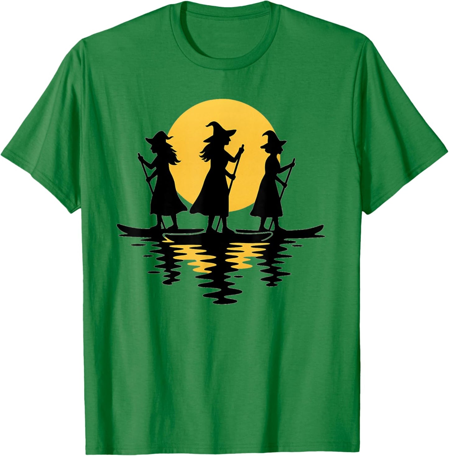 Halloween Witches Paddling SUP Paddleboards T-Shirt - T-Shirt | Irish Green