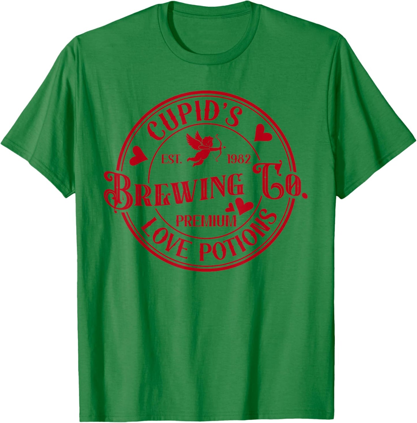 Cupid's Brewing Co Premium Love Potions Vintage Valentines T-Shirt - T-Shirt | Irish Green