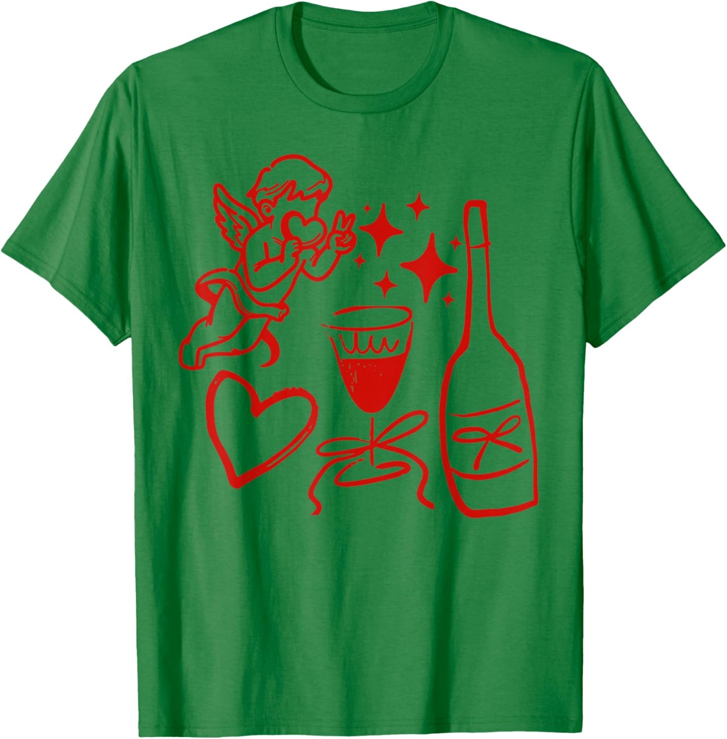 Funny Cupid Valentine Wine Heart Men Women Valentines Day T-Shirt - T-Shirt | Irish Green