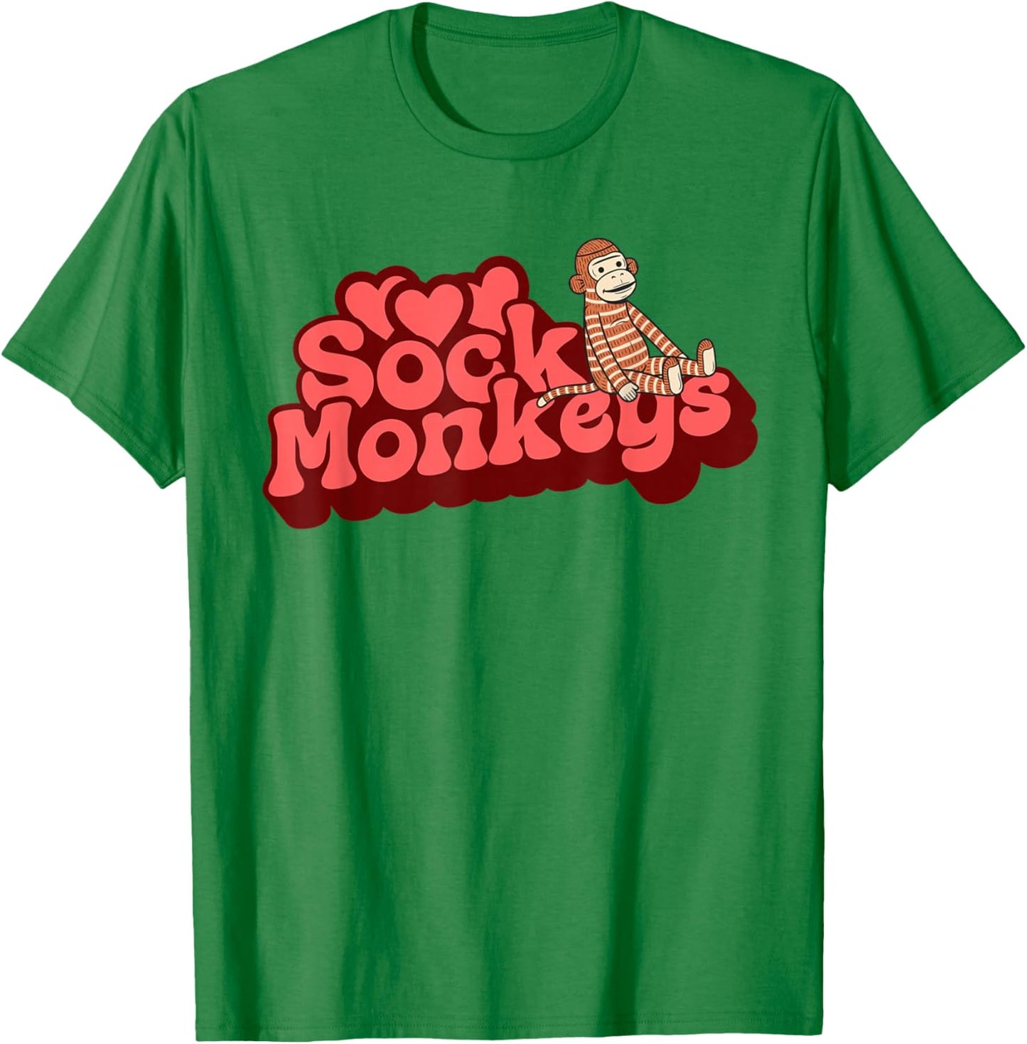 Love Sock Monkeys Retro Cute T-Shirt - T-Shirt | Irish Green