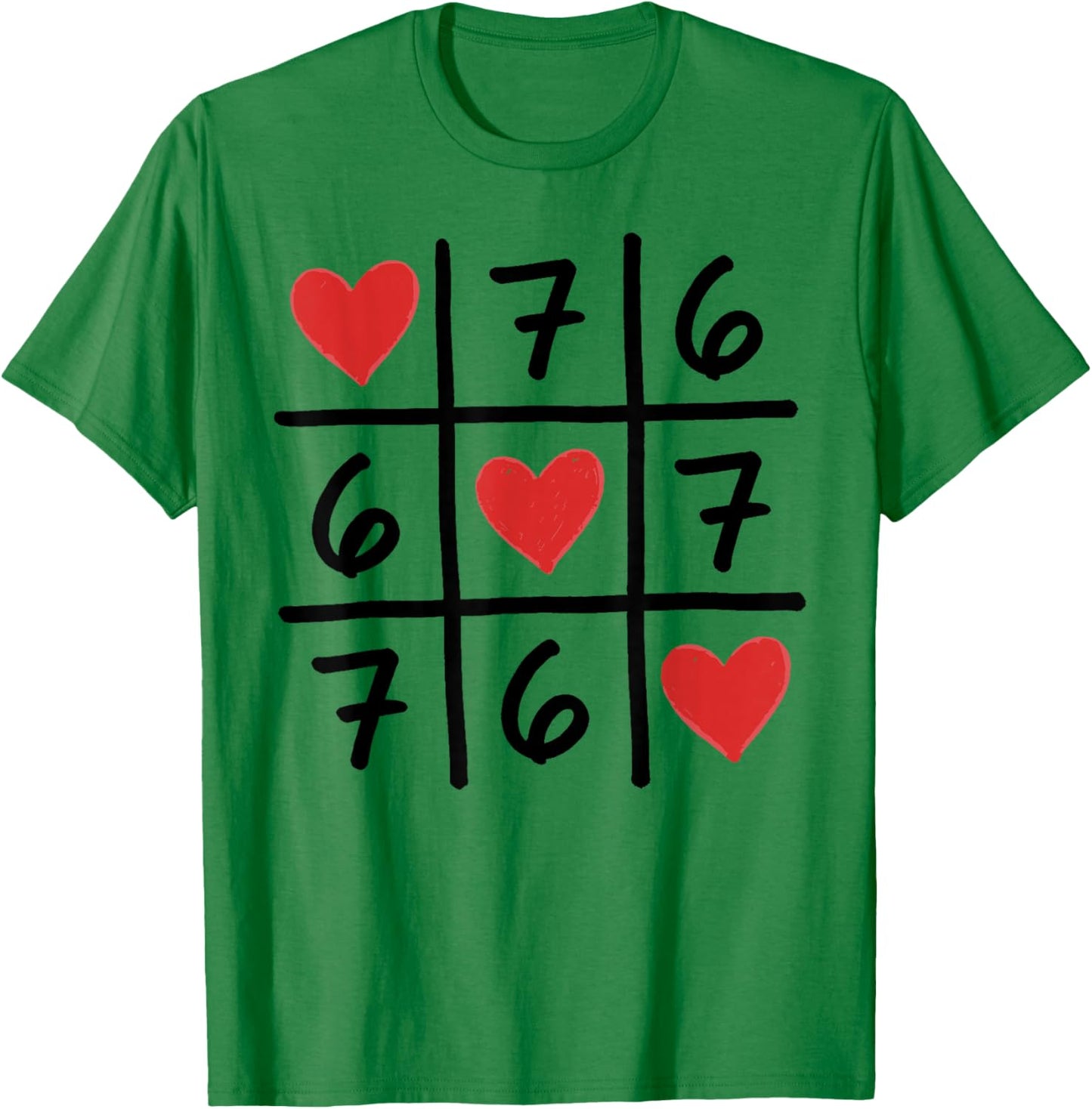 Funny 6 7 Meme Hearts Six Seven Valentines Day T-Shirt - T-Shirt | Irish Green