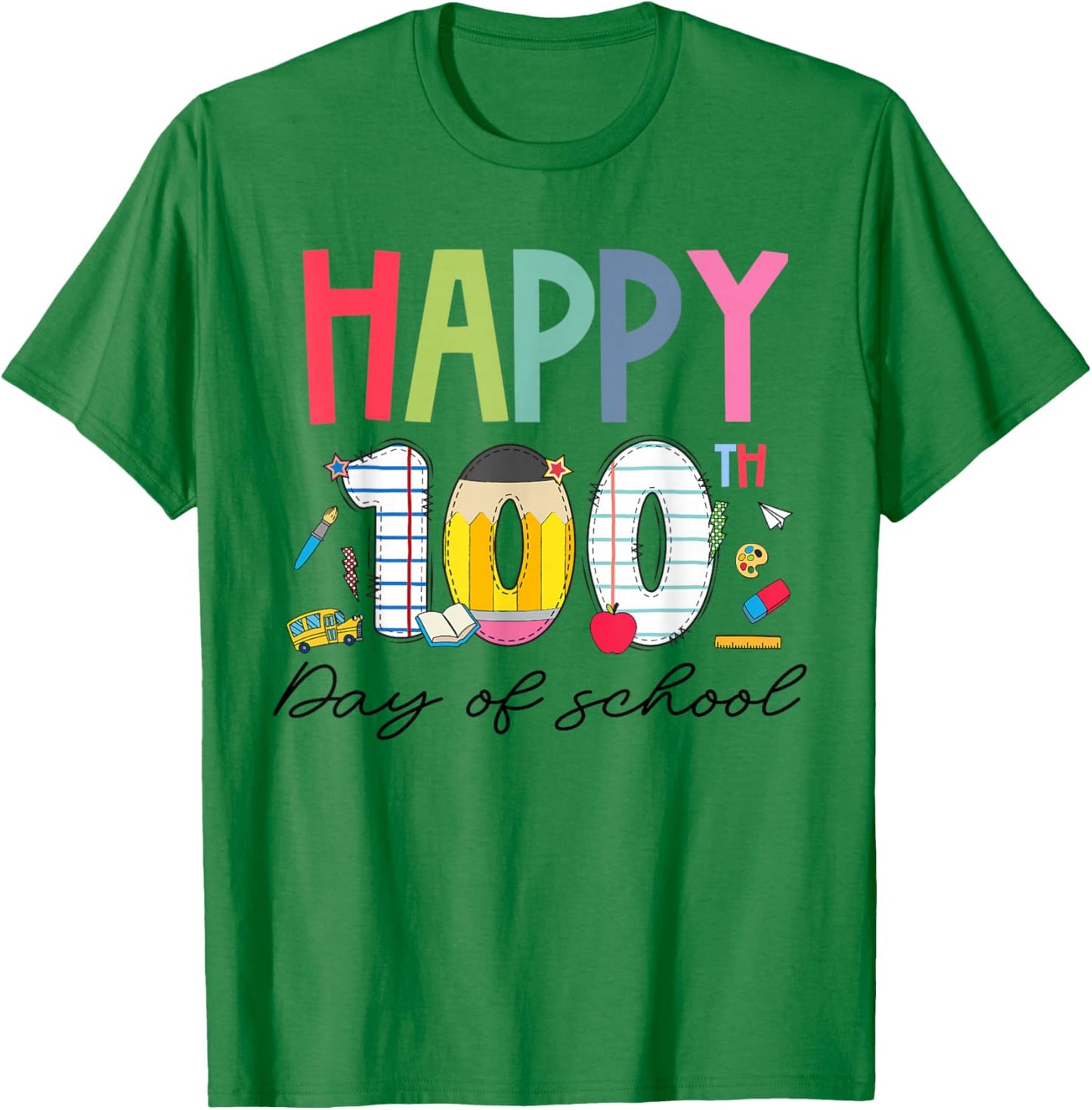 100 Days of School Teacher Kids Happy 100th Day of School T-Shirt - T-Shirt | Irish Green