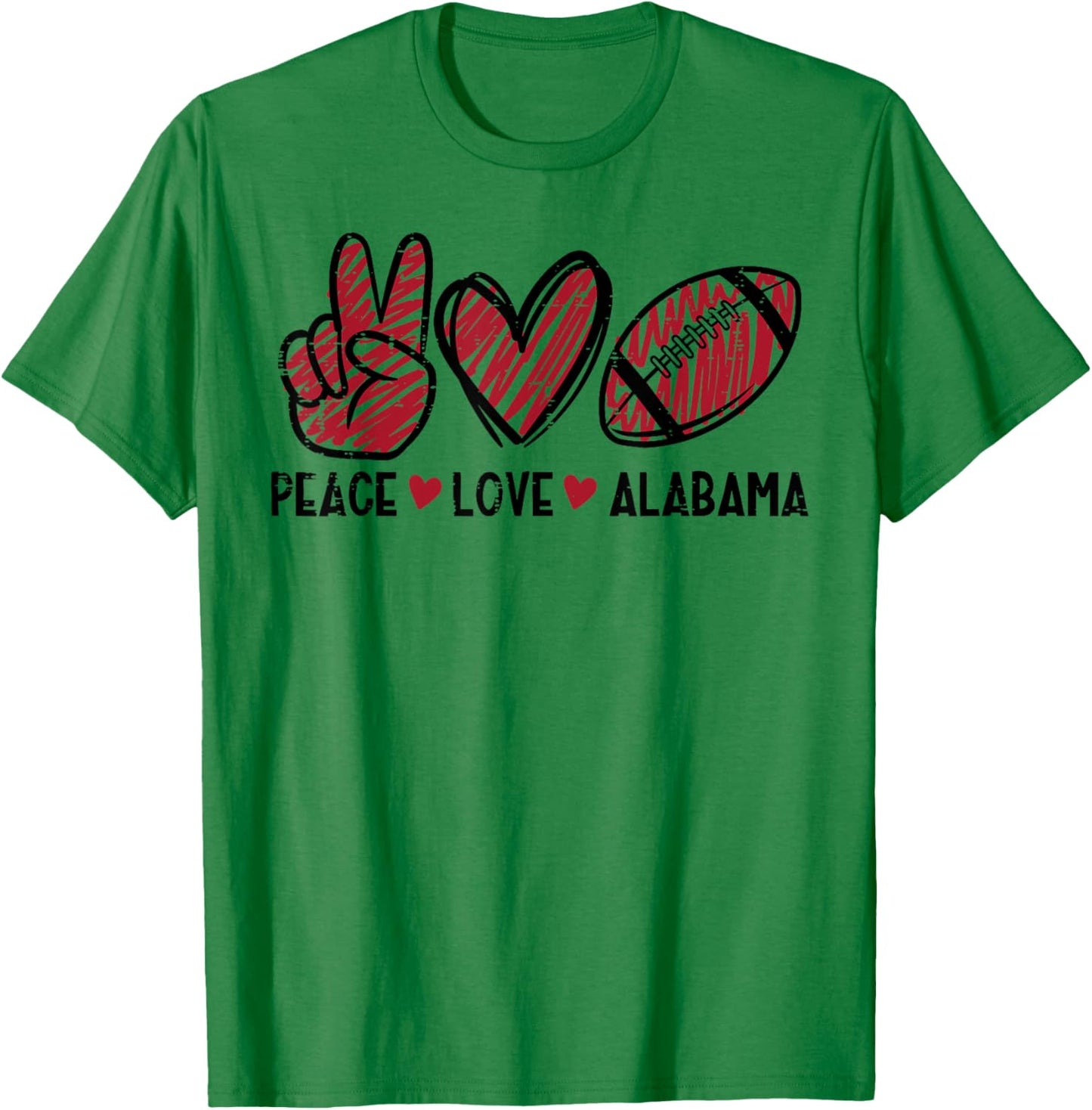 Peace Love Alabama Men Women Kids Boys Girls Youth Teen T-Shirt - T-Shirt | Irish Green