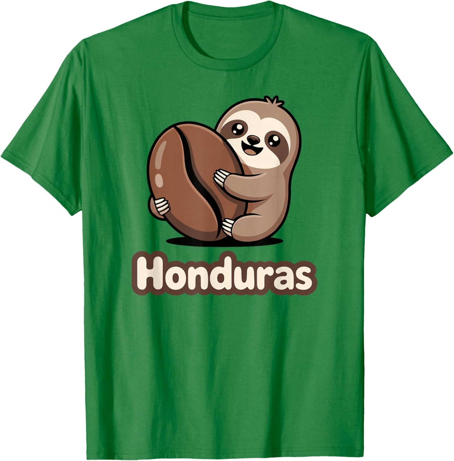 Cute Honduras Sloth Hugging Coffee Bean T-Shirt - T-Shirt | Irish Green