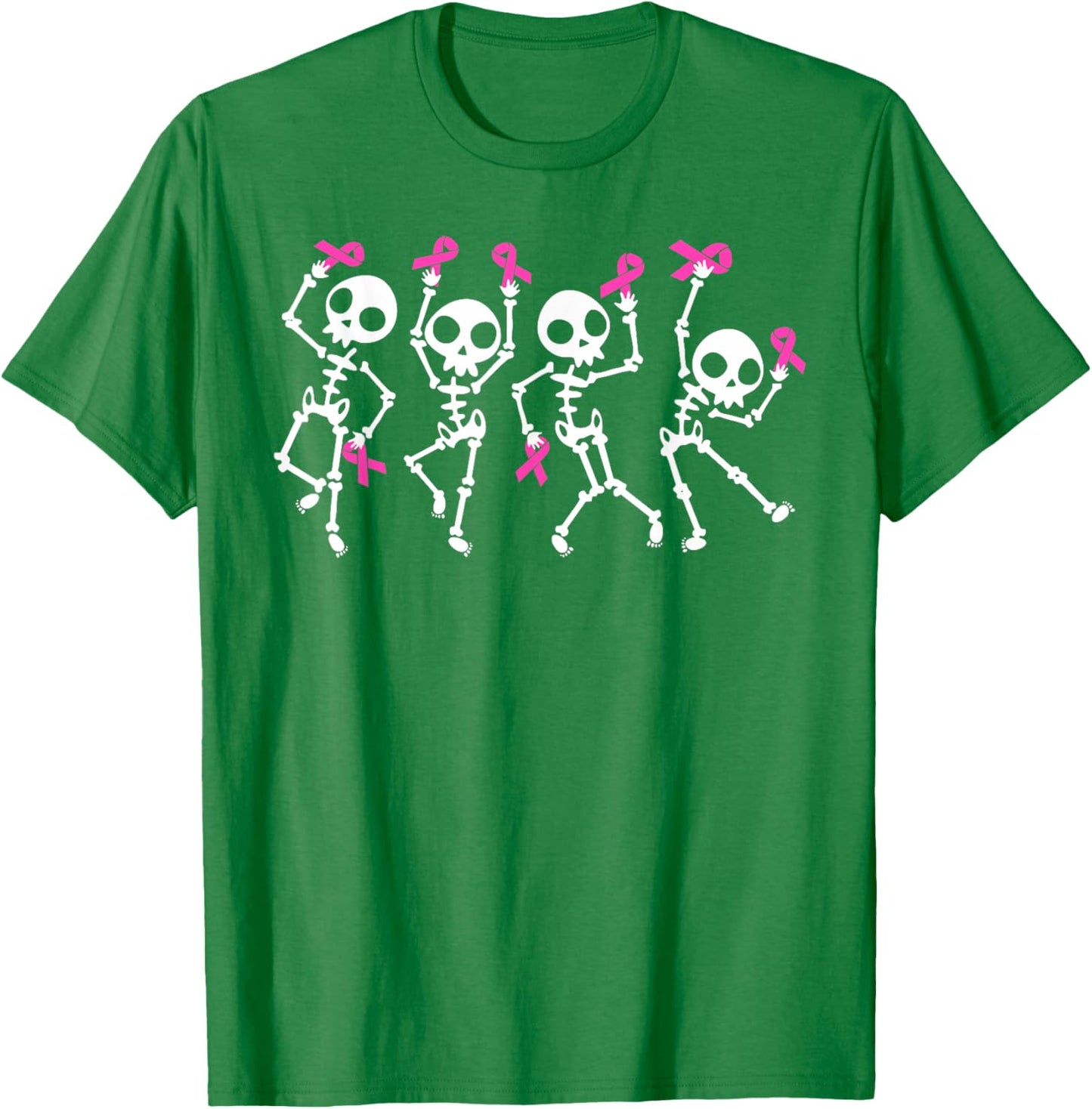 Pink Ribbon Breast Cancer Awareness Skeleton Boys Men Kids T-Shirt - T-Shirt | Irish Green