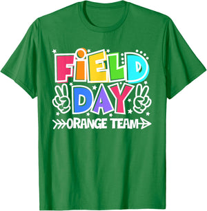 Orange Team Just Here for Field Day Fun Day 2026 Teacher Kid T-Shirt - T-Shirt | Irish Green