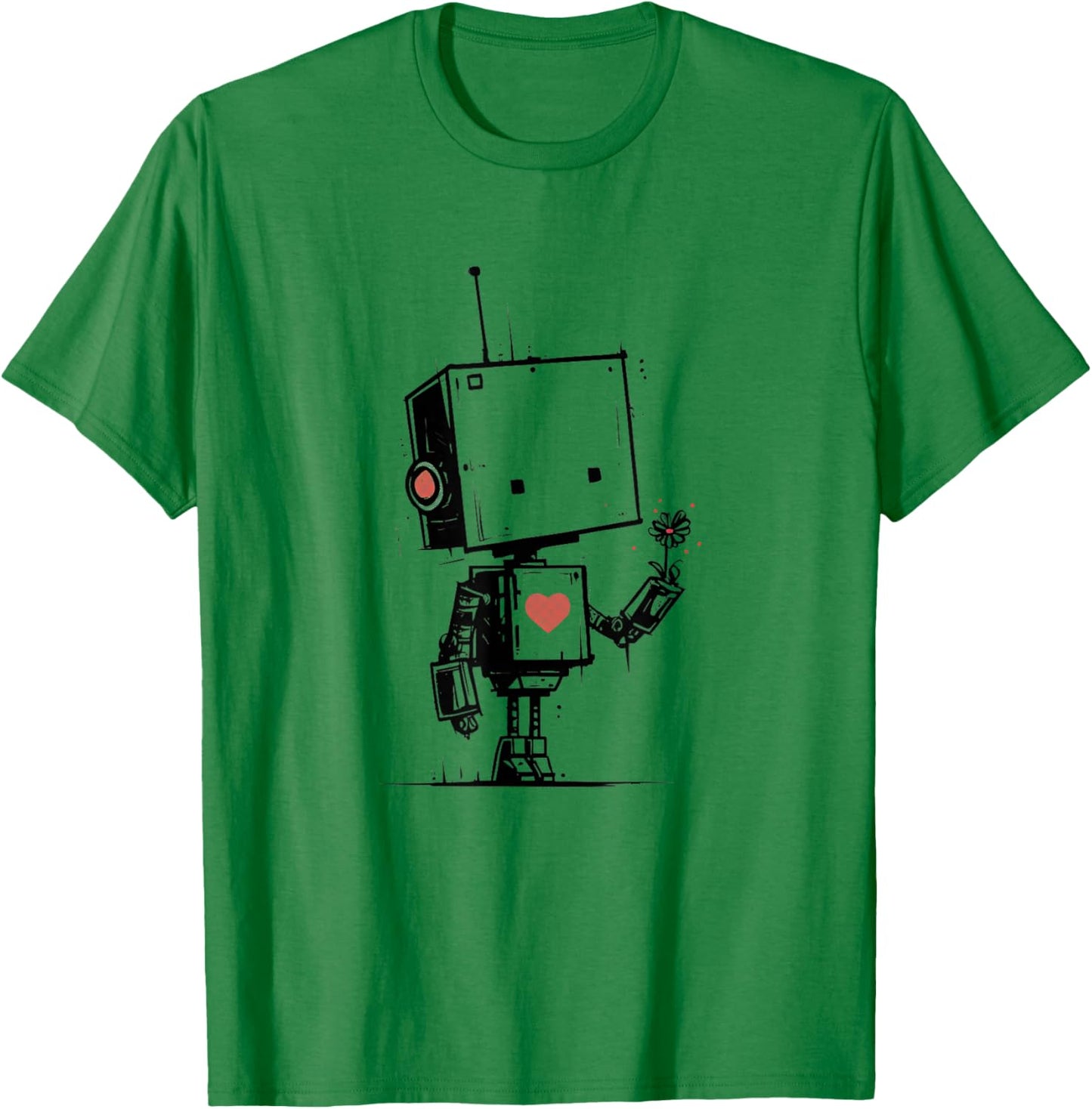Cute Robot Valentine Love Art Kawaii Robot Romance T-Shirt - T-Shirt | Irish Green
