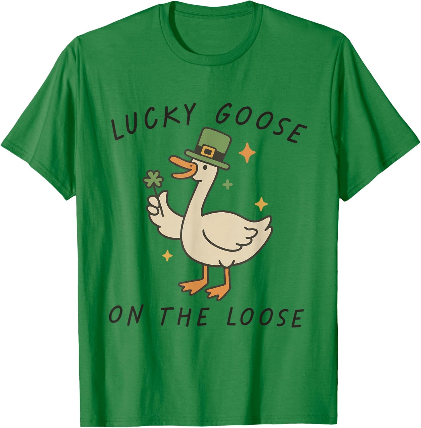 Lucky Goose On The Loose St Patrick's Day Lucky Shamrock T-Shirt - T-Shirt | Irish Green