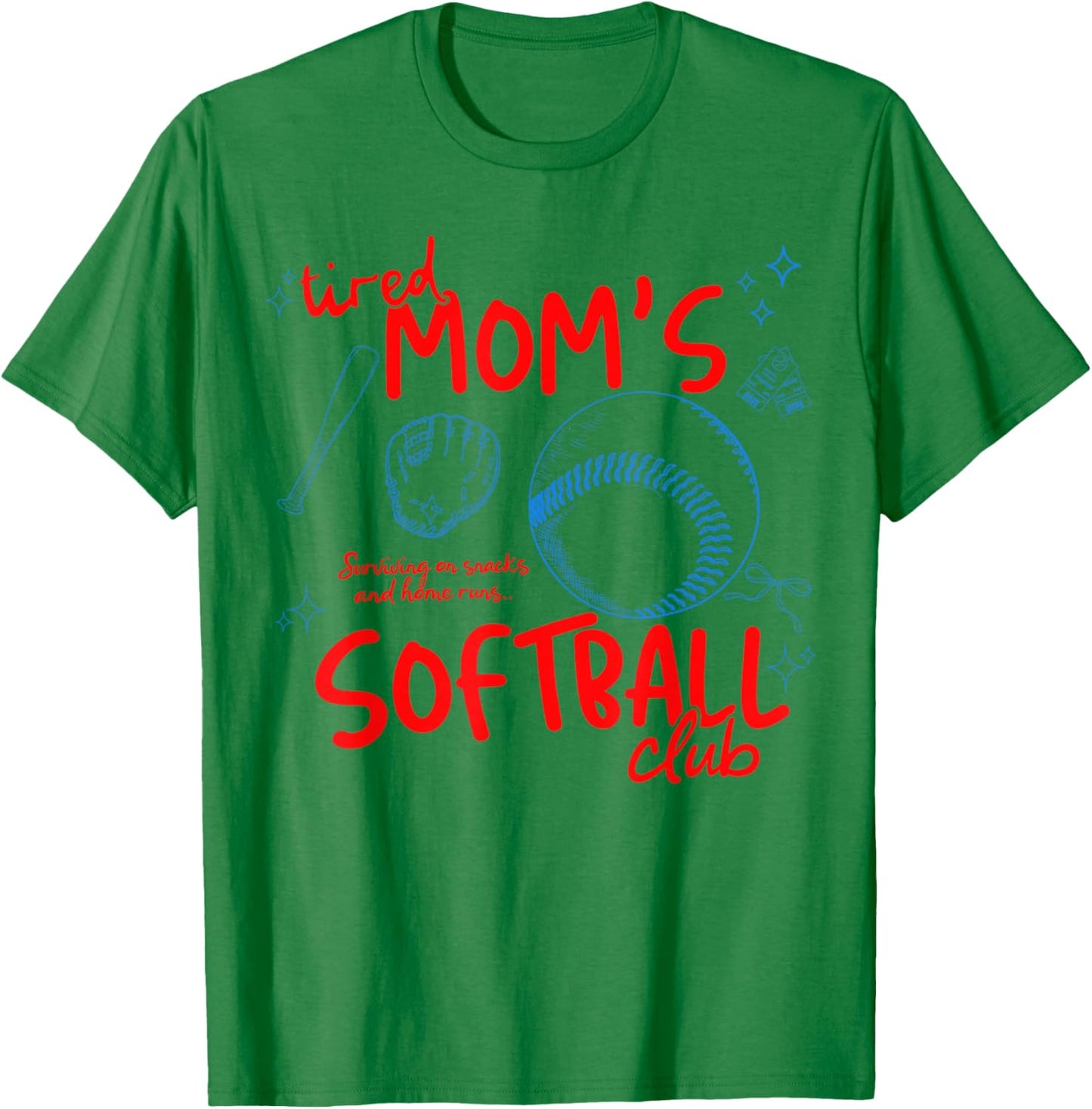 Tired Mom's Softball Club Softball Mom Retro Game Day T-Shirt - T-Shirt | Irish Green