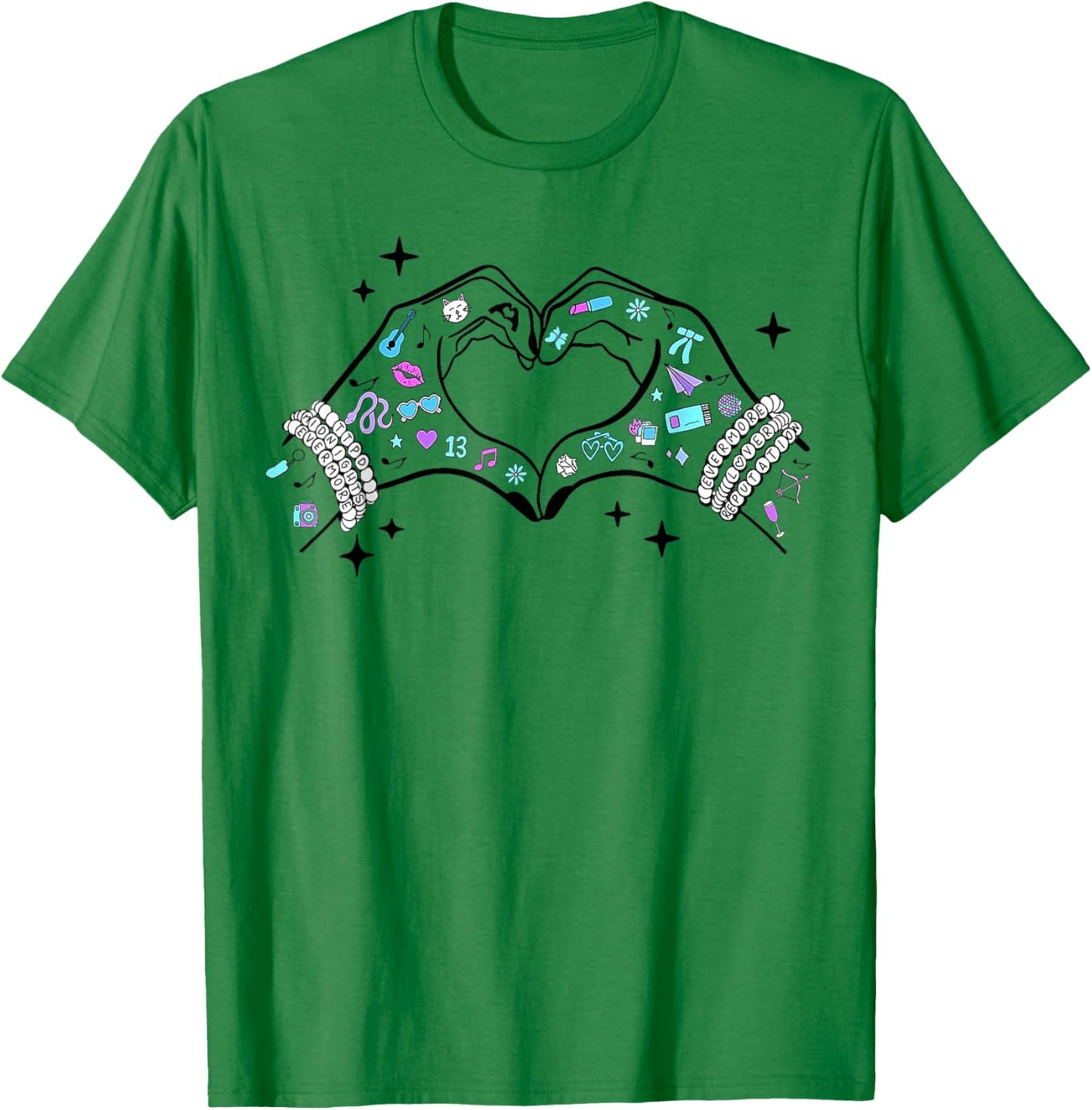Heart Hands Taylor First Name Girl Retro Groovy 70's 80's T-Shirt - T-Shirt | Irish Green