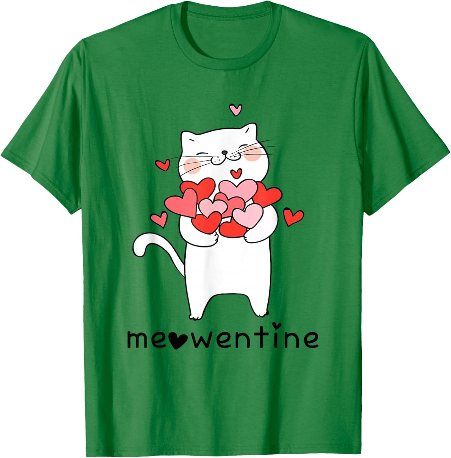 Meowentine Cute Cat Valentines Day Men Women Cat Dad Cat mom T-Shirt - T-Shirt | Irish Green