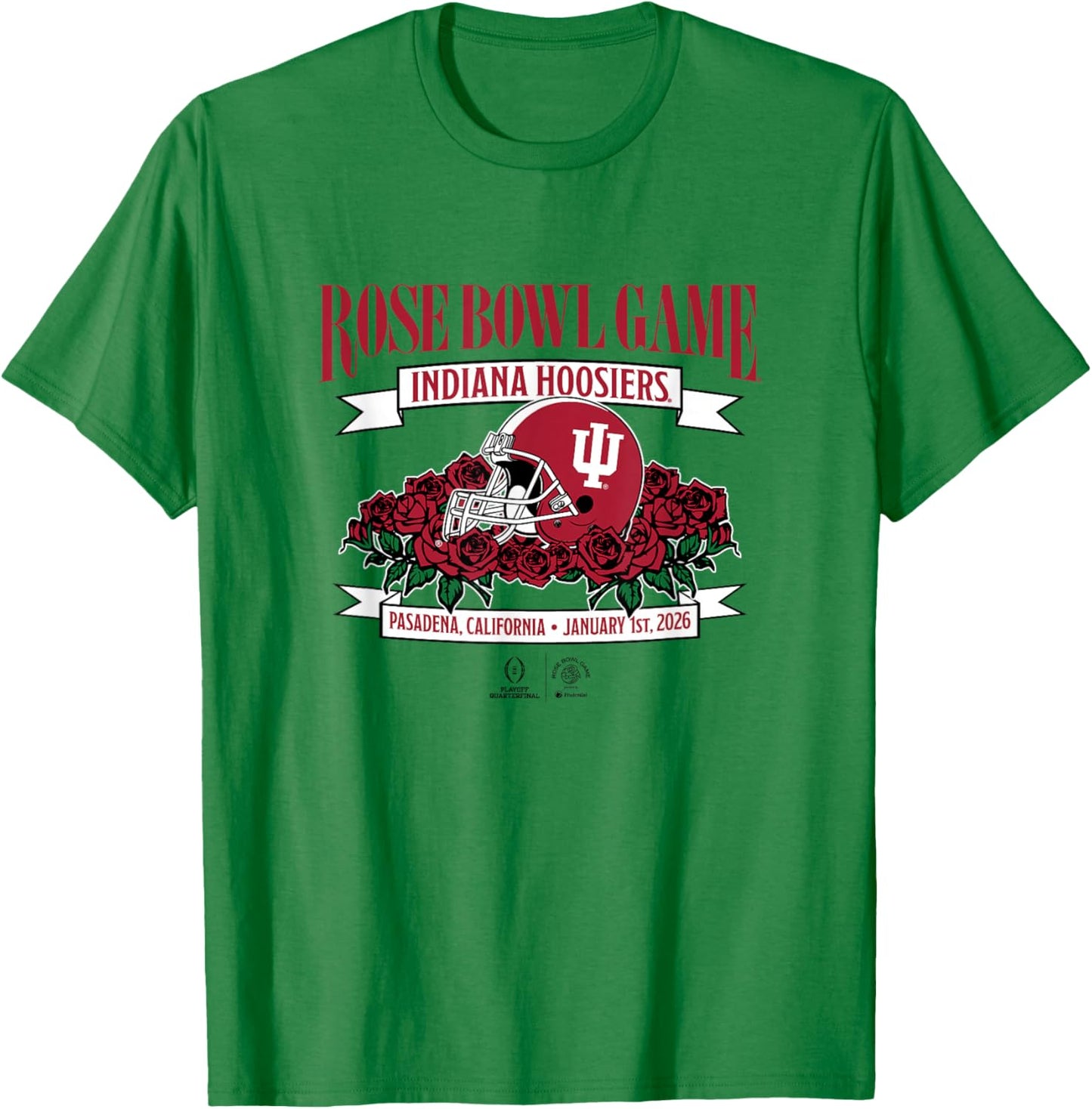 Indiana Hoosiers 2025 College Football Playoff Rose Bowl T-Shirt - T-Shirt | Irish Green