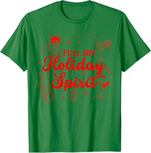 Funny Xmas Cocktail Vintage Full of Holiday Spirit Christmas T-Shirt - T-Shirt | Irish Green