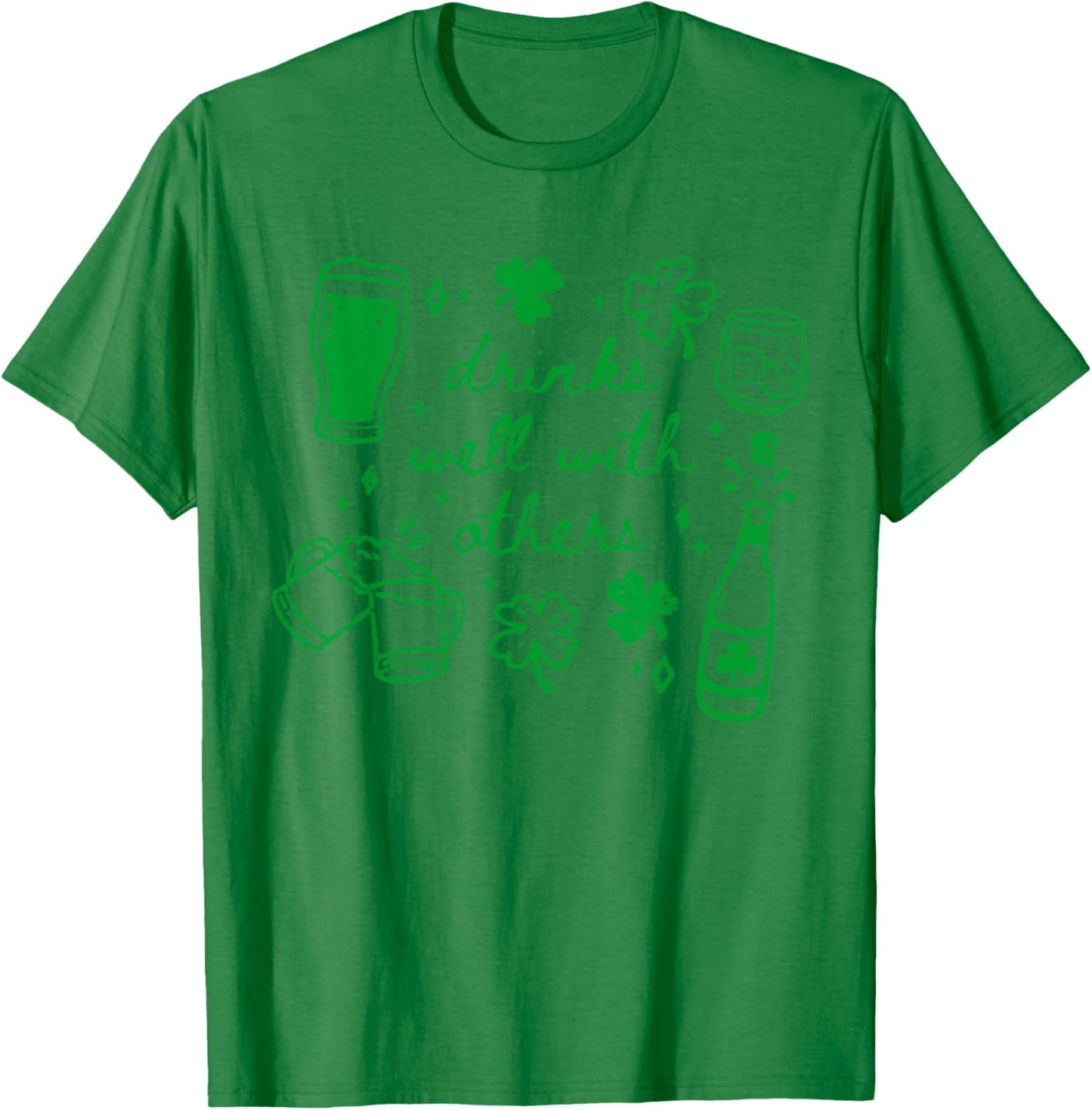Funny St Patricks Day Drinks Well with Others Irish Drinking T-Shirt - T-Shirt | Irish Green