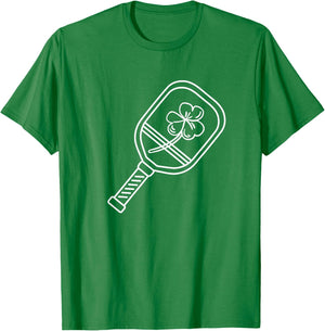 Pickleball Paddle Lucky St. Patrick's Day Shamrock T-Shirt - T-Shirt | Irish Green