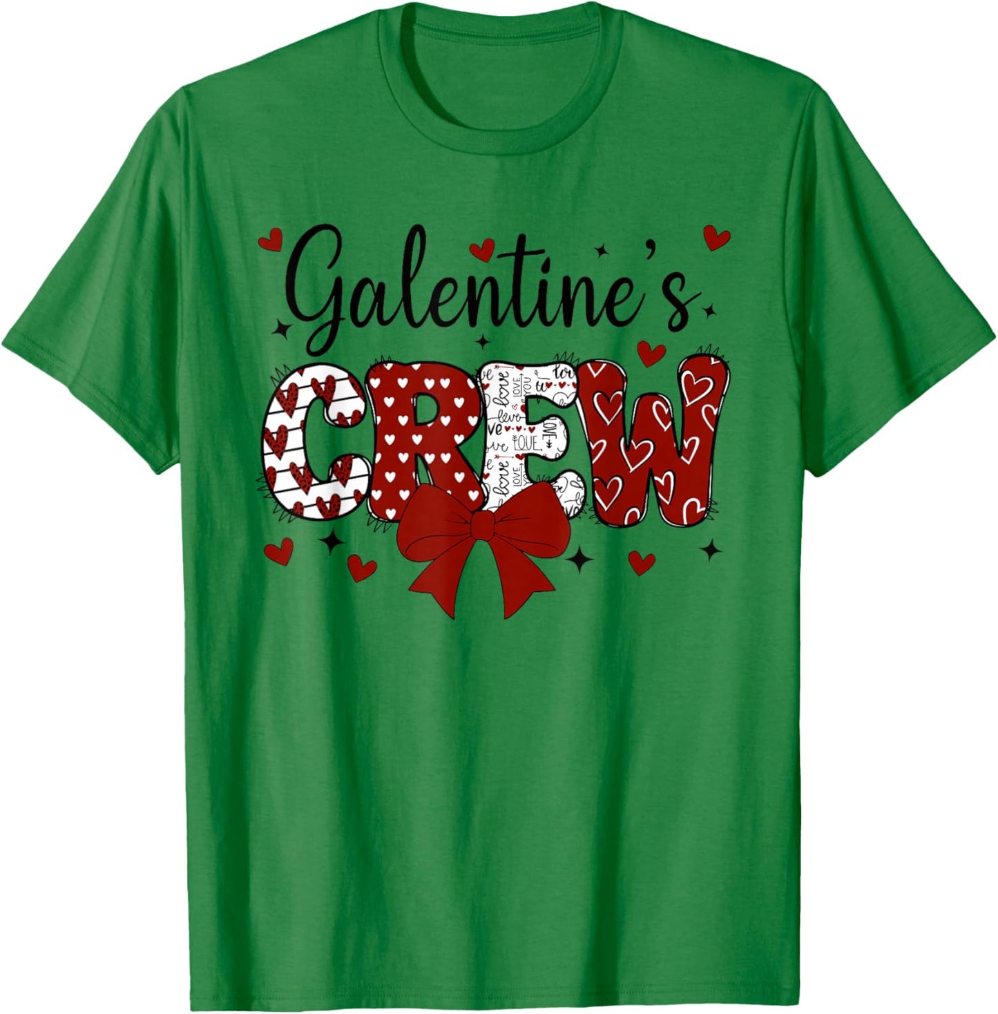 Happy Galentines Day Crew Cute Coquette Bow Galentine 2026 T-Shirt - T-Shirt | Irish Green