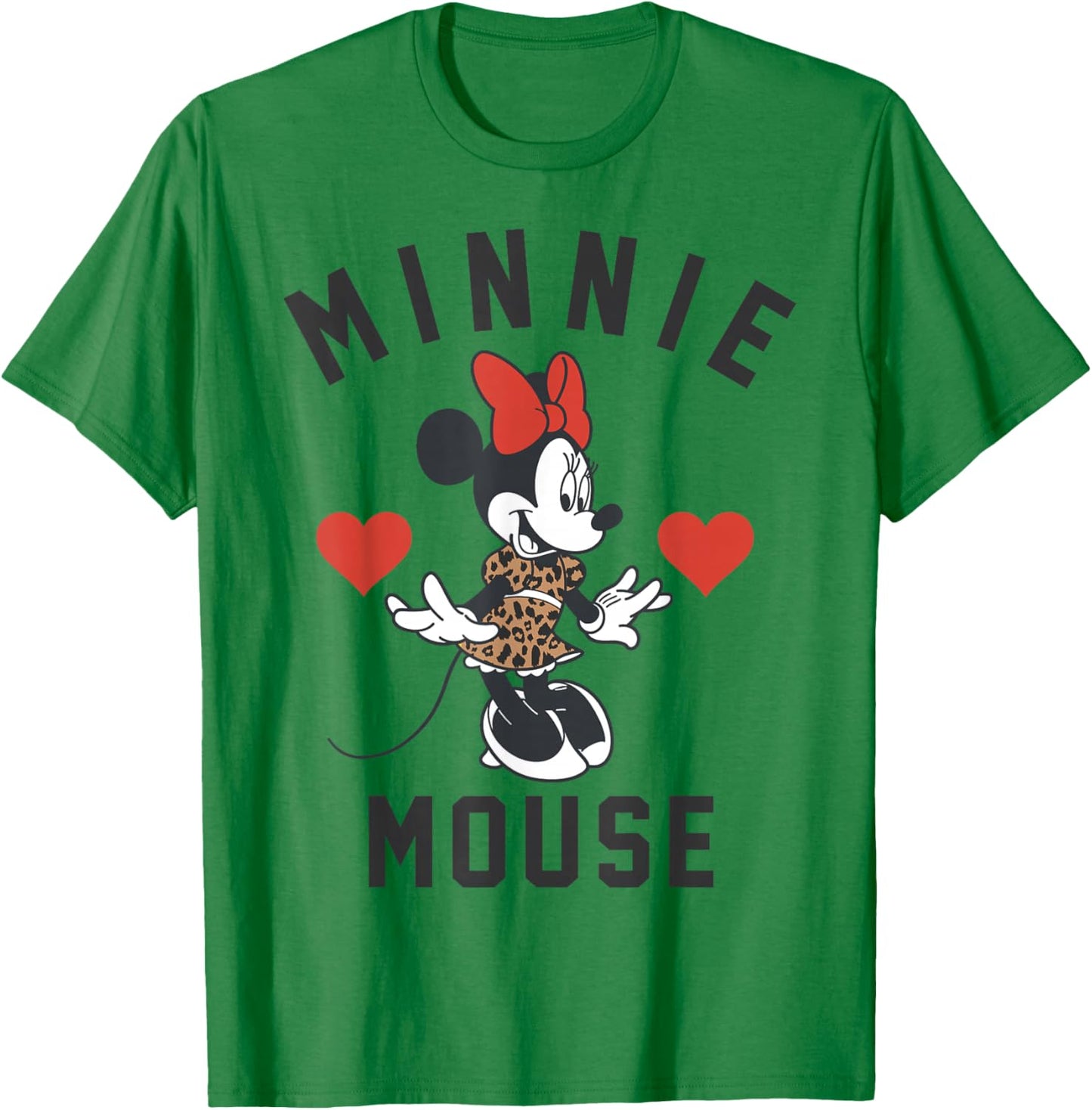 Disney Minnie Mouse Wearing A Cute Leopard-Print Dress T-Shirt - T-Shirt | Irish Green