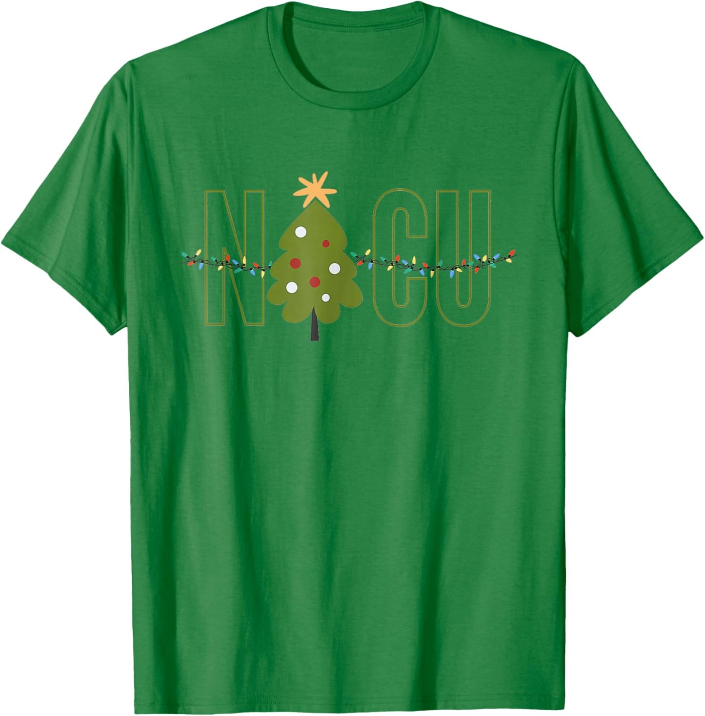 Retro NICU Crew Christmas Tree Nurse Funny T-Shirt - T-Shirt | Irish Green