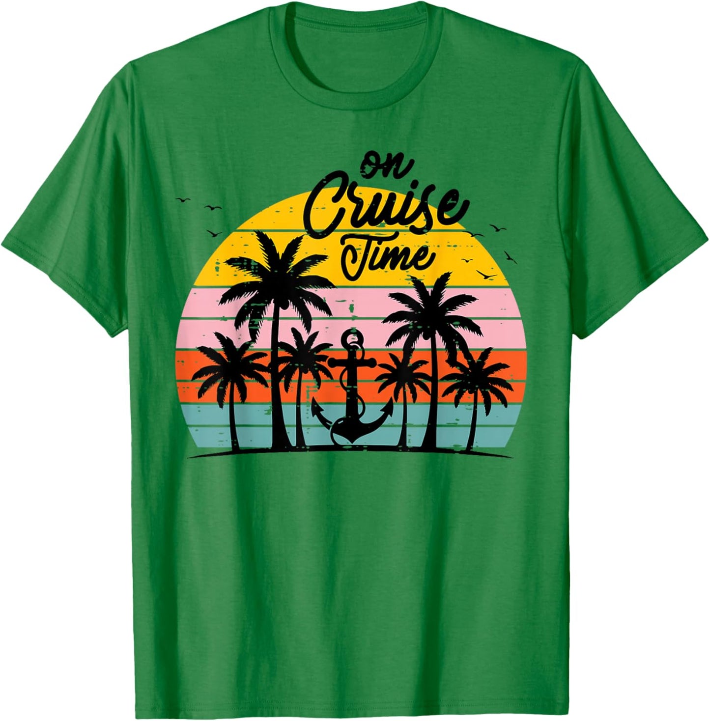 Vacation Cruise Time Palm Trees Anchor Summer Women Men Kids T-Shirt - T-Shirt | Irish Green