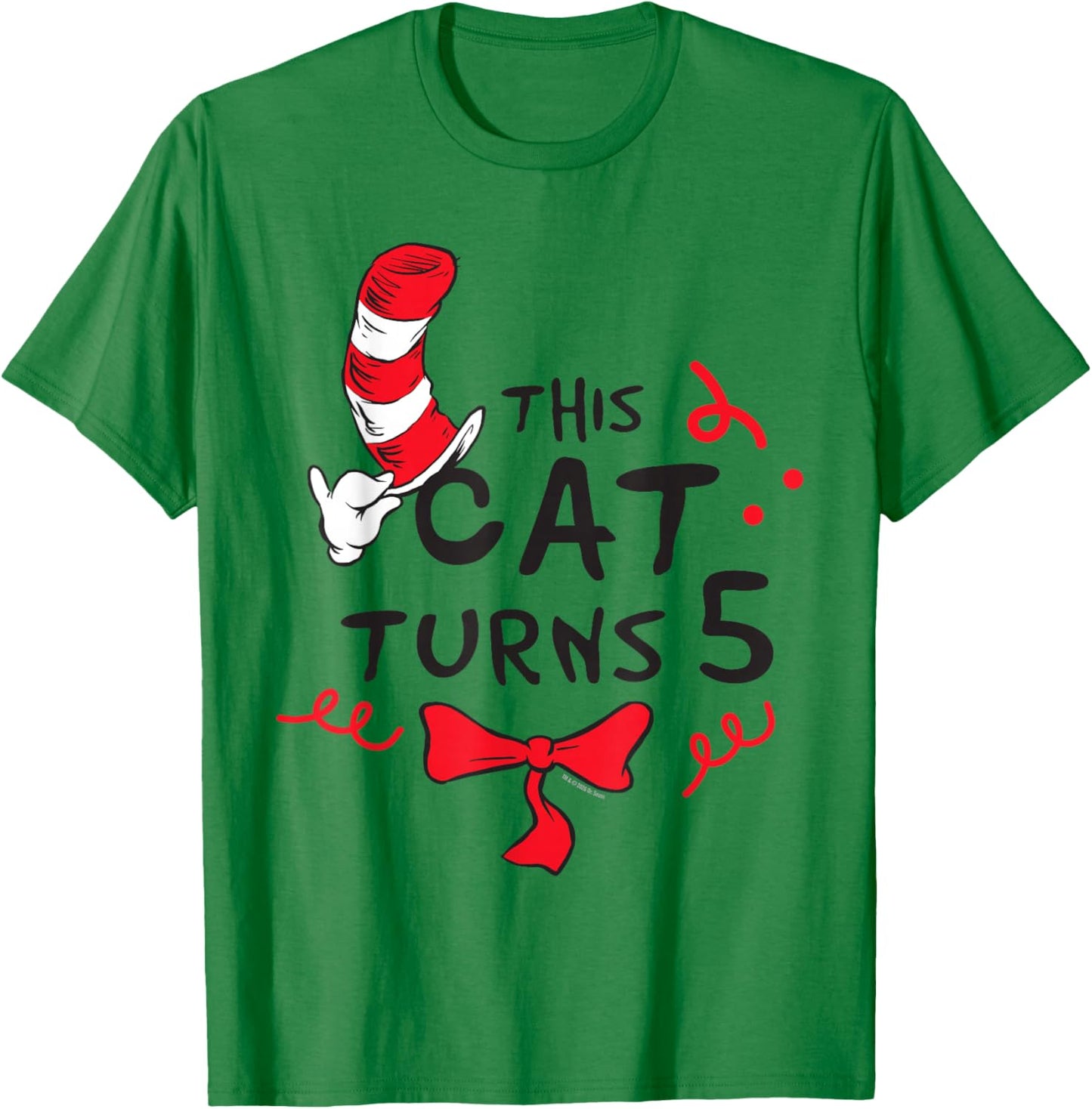Dr. Seuss Cat in The Hat 5 Birthday Officially Licensed T-Shirt - T-Shirt | Irish Green