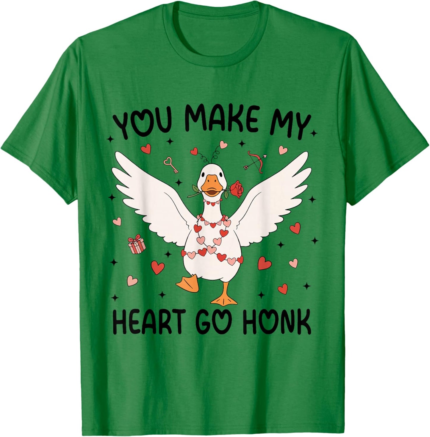 Cute You Make My Heart Go Honk Funny Valentine Goose Lover T-Shirt - T-Shirt | Irish Green