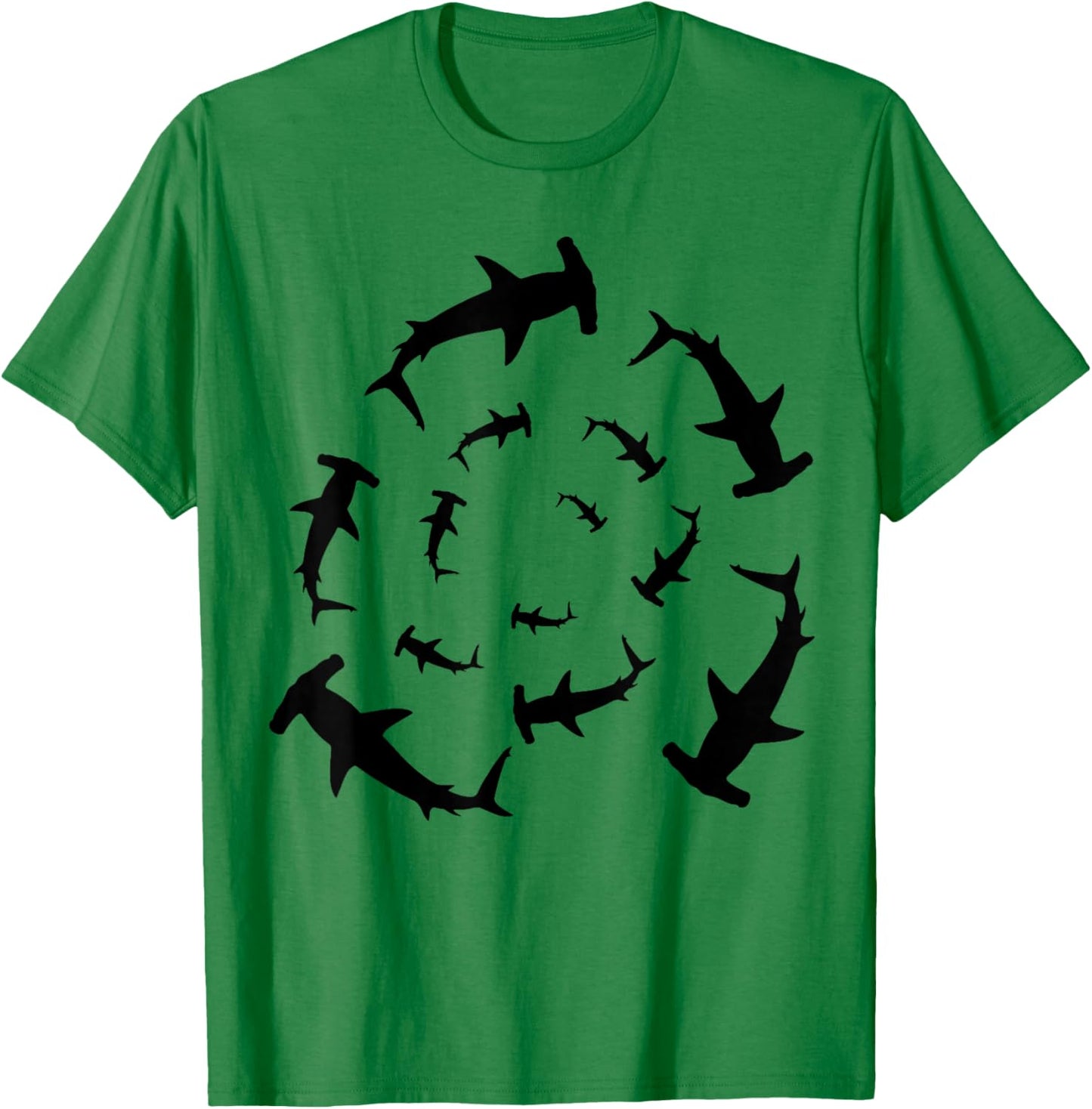 Shark Lover Silhouette of Hammerhead Sharks Circling Above T-Shirt - T-Shirt | Irish Green
