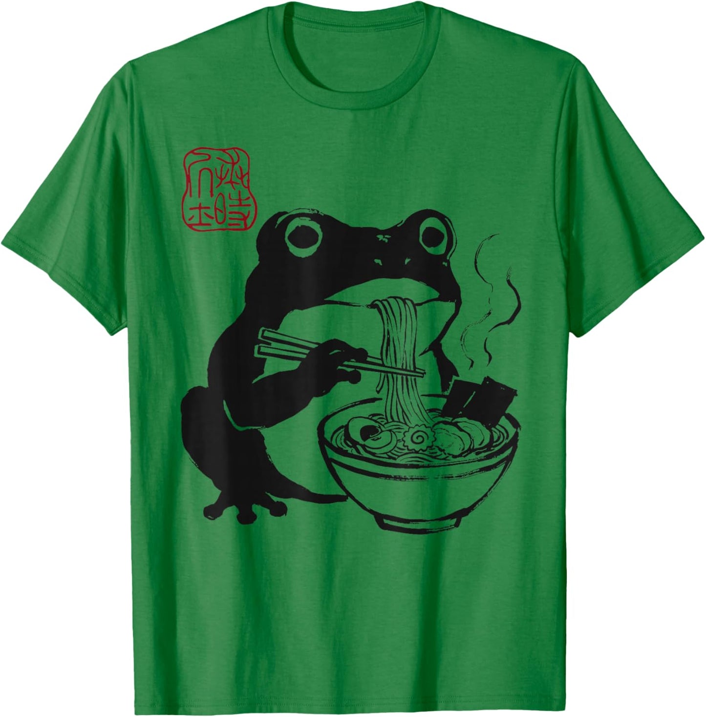 Grumpy Frog Funny Ramen Anime Japanese T-Shirt - T-Shirt | Irish Green