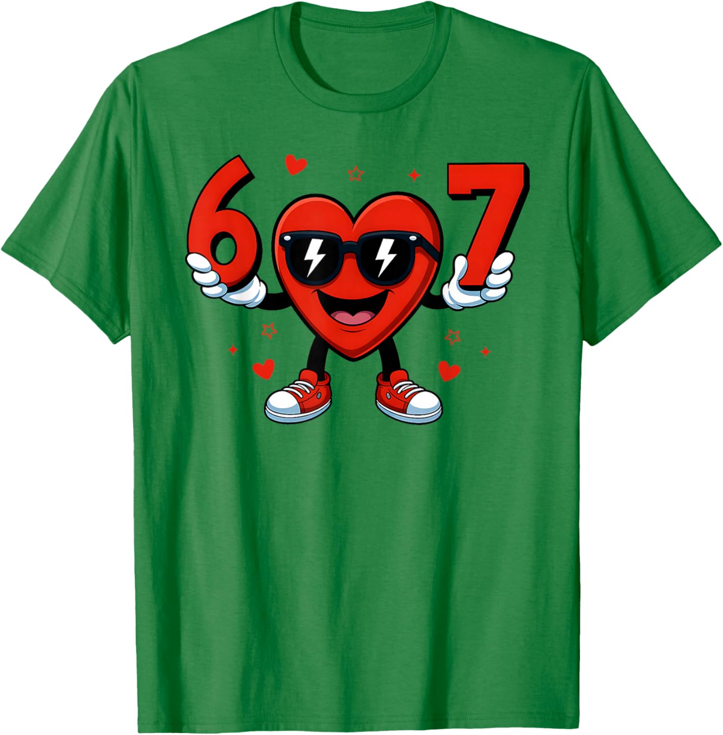 Funny Six Seven 6 7 Valentines Day Boys Girls Kids 67 Meme T-Shirt - T-Shirt | Irish Green