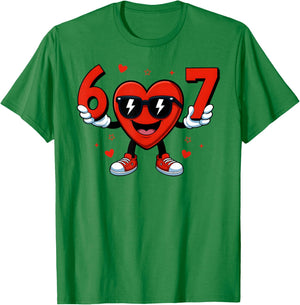 Funny Six Seven 6 7 Valentines Day Boys Girls Kids 67 Meme T-Shirt - T-Shirt | Irish Green